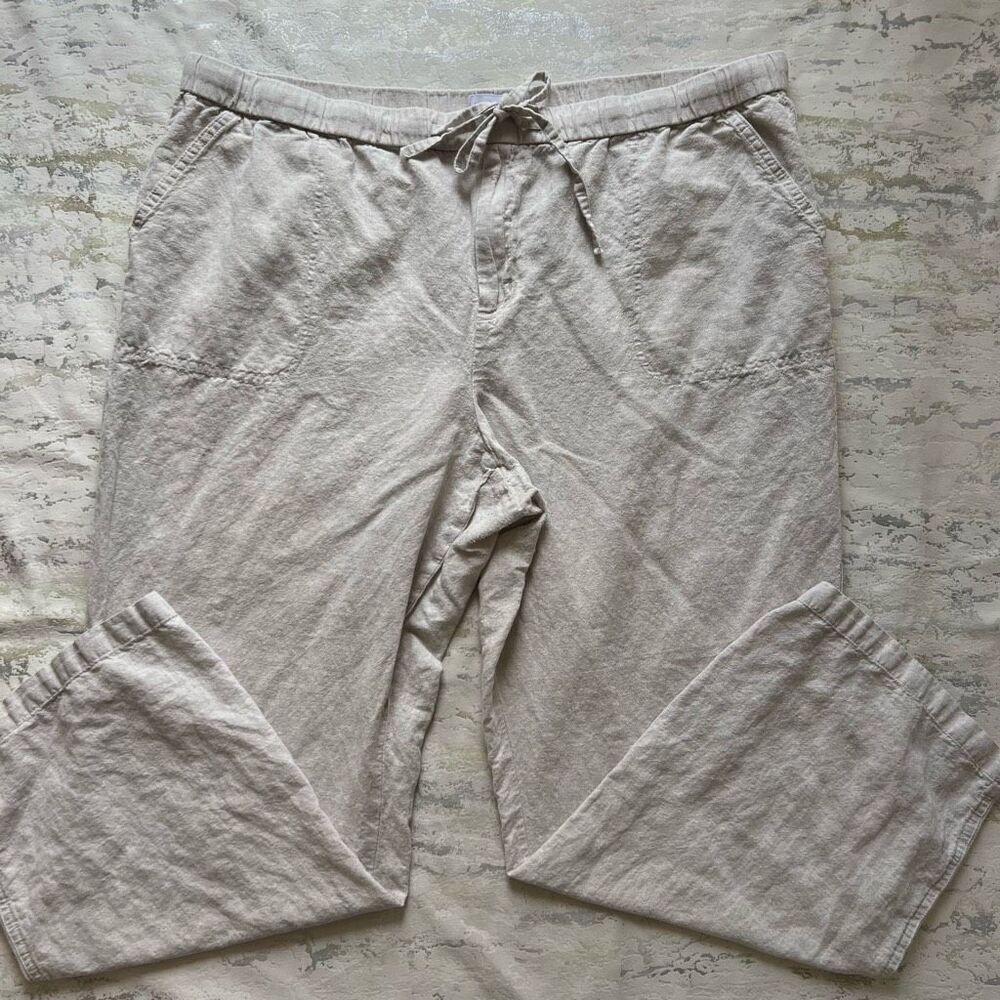 Liz Claiborne Linen cotton blend high rise relax fit pants